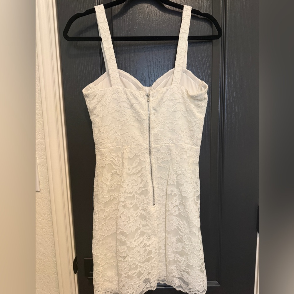 AQUA Lace Bustier Dress | White | Small - Picture 3 of 4